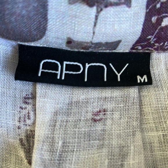 APNY Apparel Cream and Purple Elephant Print Linen Popover Top - Picture 6 of 8
